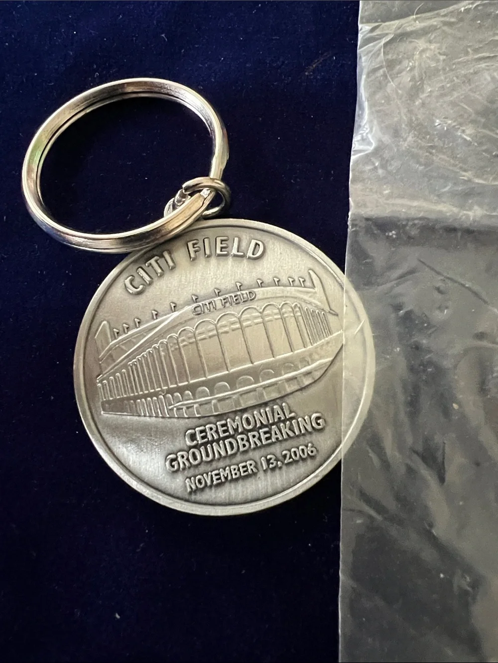 Citi Field Silver Metal Keychain - Ceremonial Groundbreaking Design